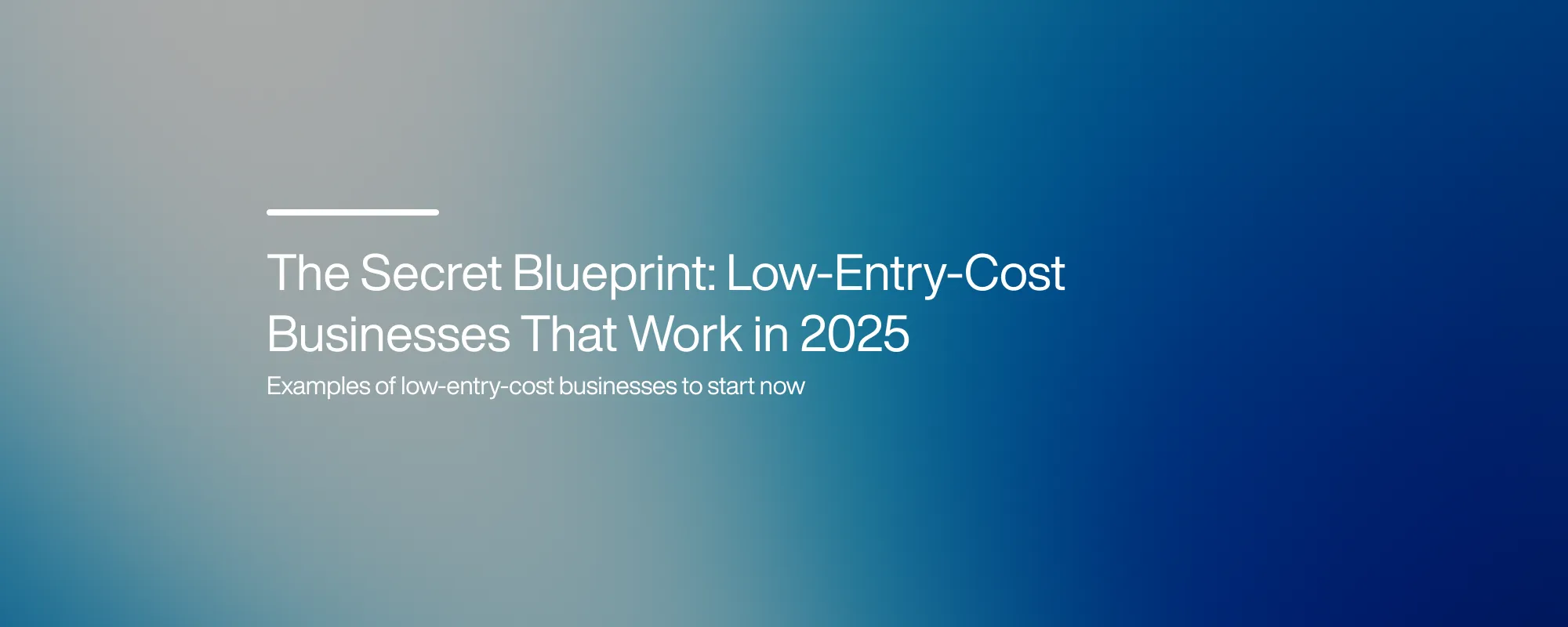 Cover image for The Secret Blueprint: Low-Entry-Cost Businesses That Work in 2025