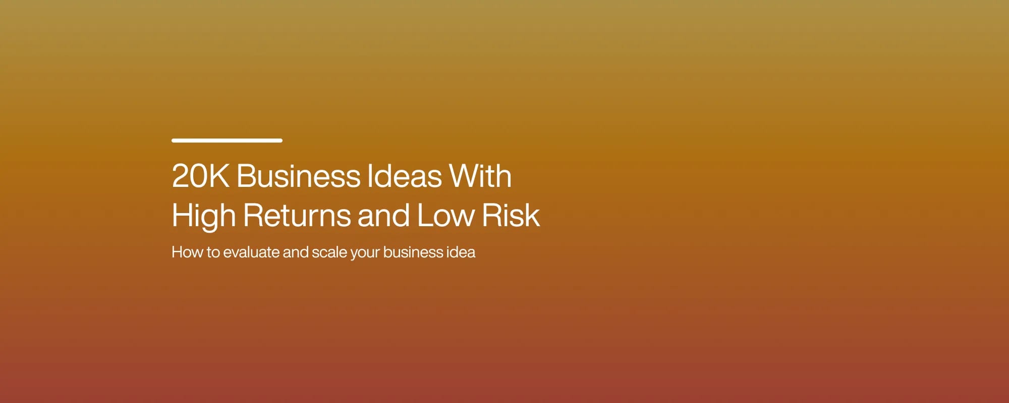 20K Business Ideas With High Returns and Low Risk
