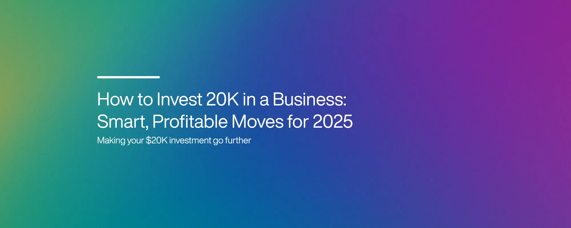 How to Invest 20K in a Business: Smart, Profitable Moves for 2025