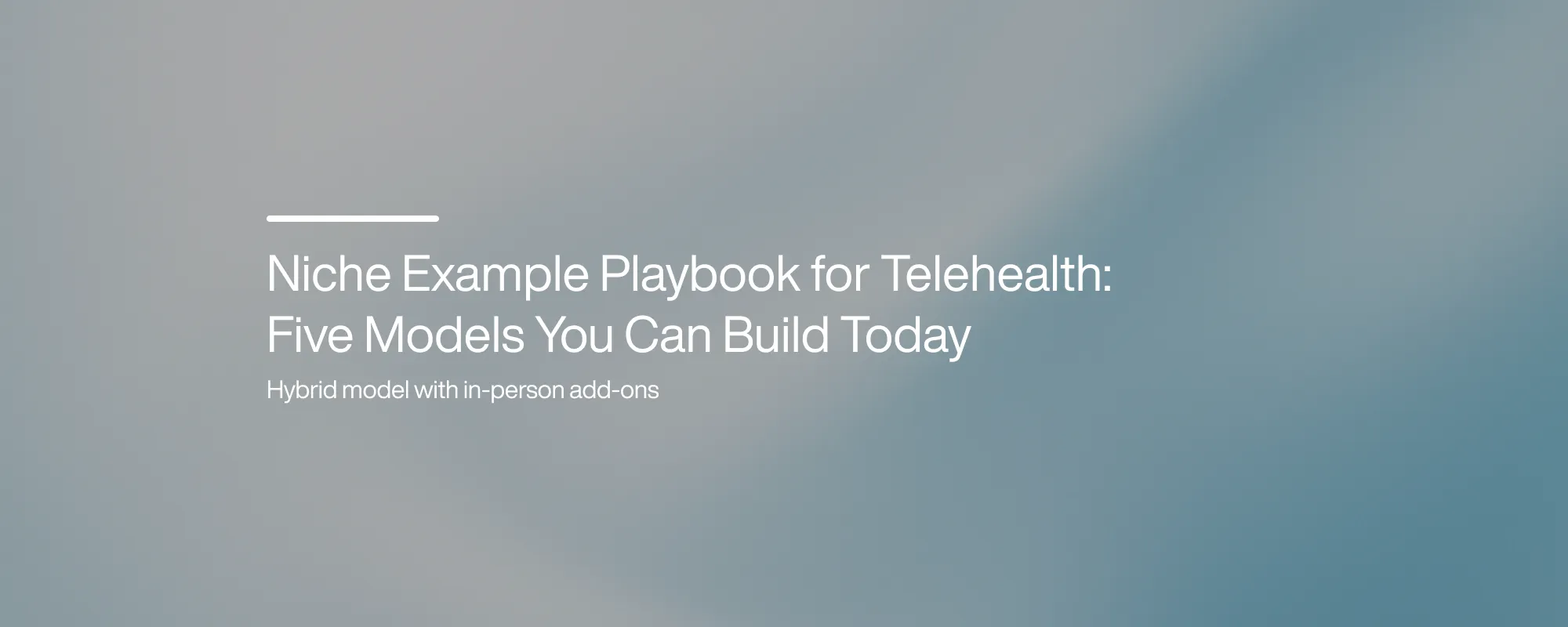 Niche Example Playbook for Telehealth: Five Models You Can Build Today