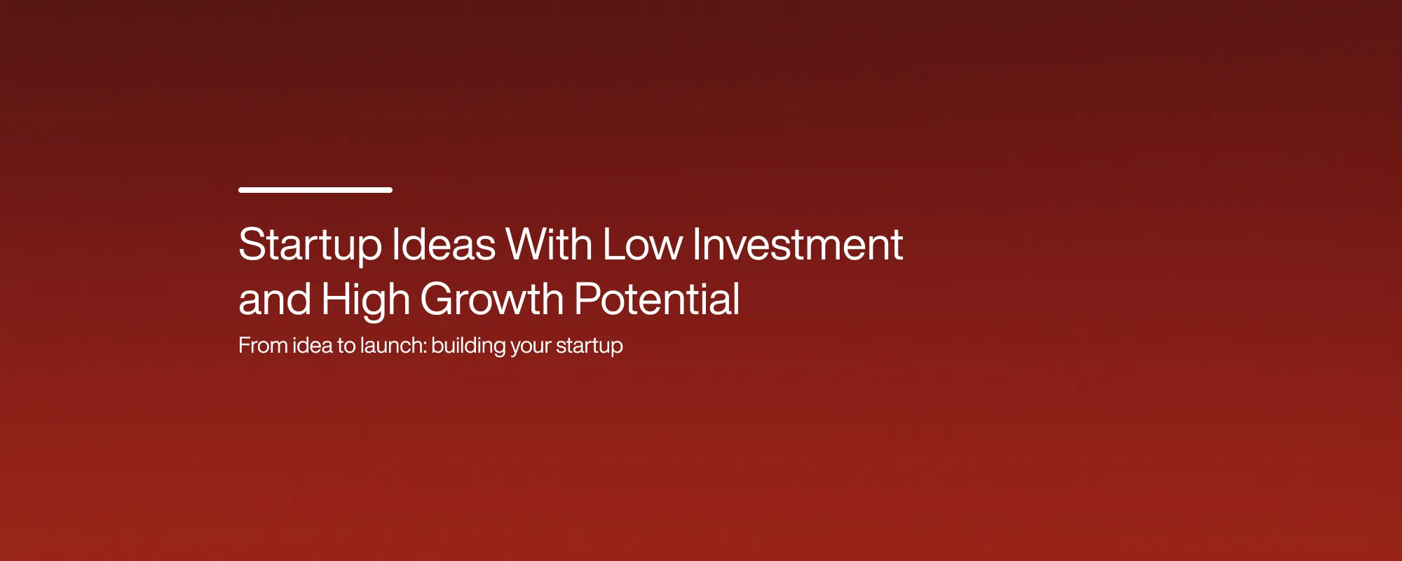 Startup Ideas With Low Investment and High Growth Potential